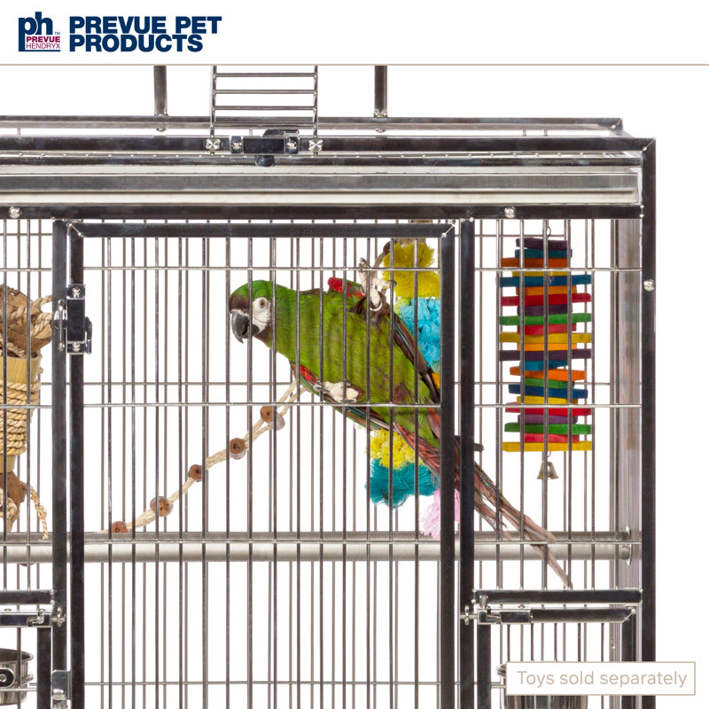Medium Stainless Steel Playtop Bird Cage with Wheels