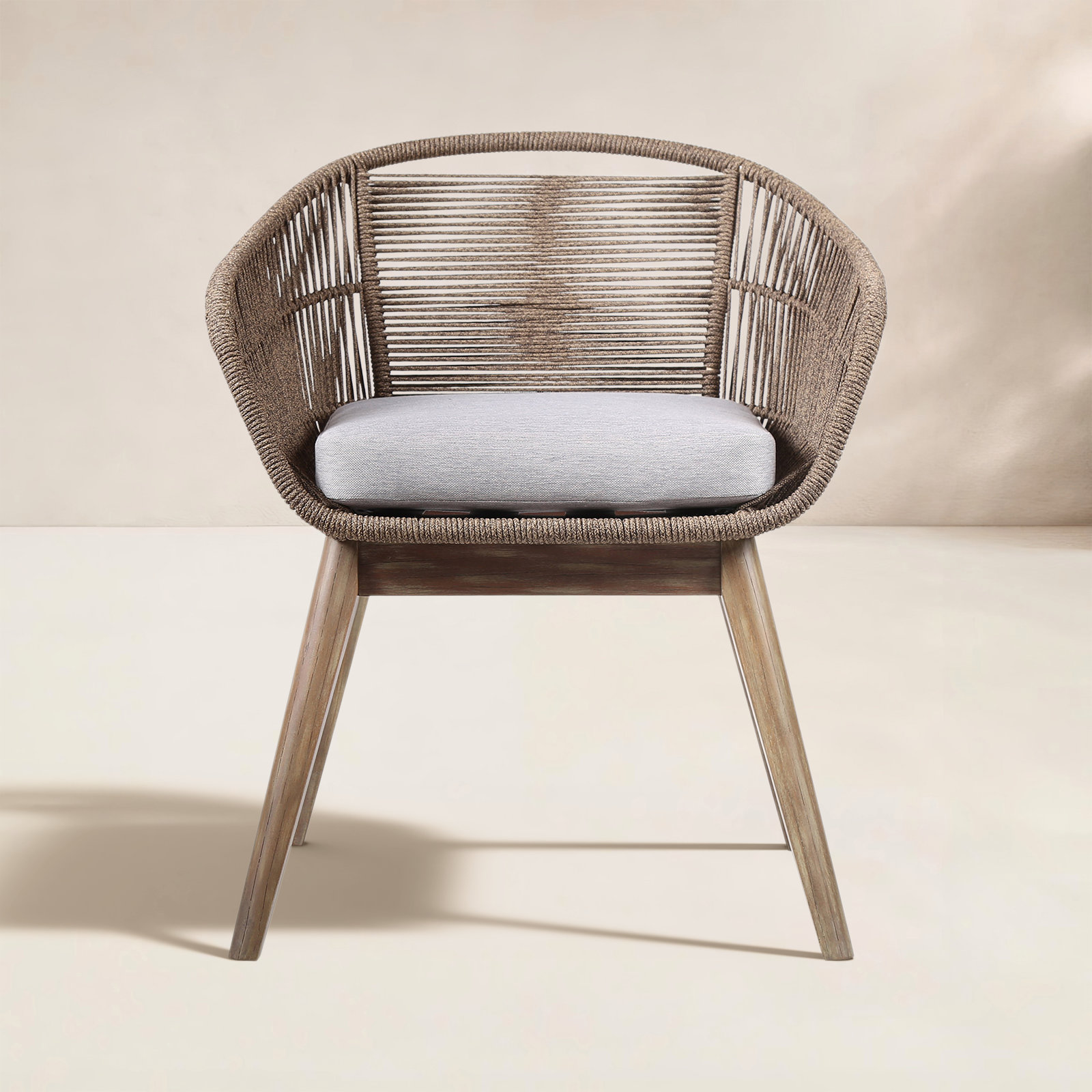 Eucalyptus Rope Patio Armchair, Light Eucalyptus/Beige