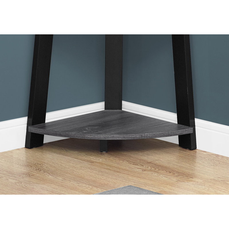 Bookshelf Bookcase Etagere Corner Office Bedroom Laminate Contemporary, Gray/Black, (6 Shelves) 71" H x 16" W x 23" D