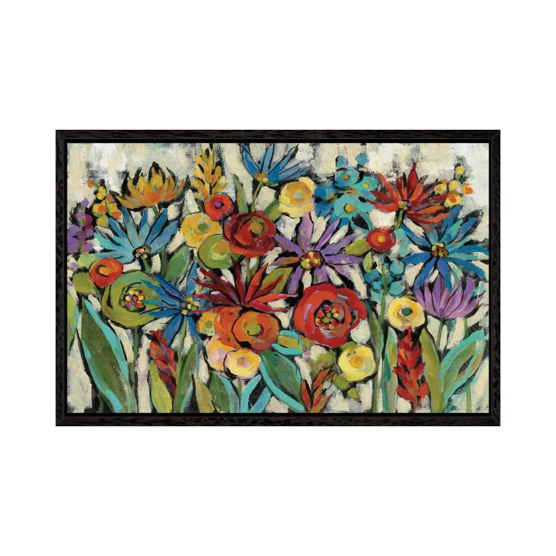 Confetti Floral I by Silvia Vassileva - Floater Frame Gallery-Wrapped Canvas Giclée on Canvas, Black Framed