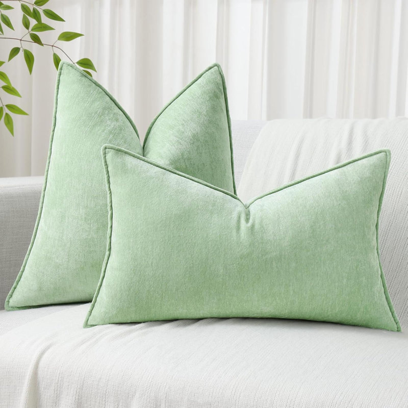 Ensemble de 2 housses de coussins décoratifs de Noël en velours de velours neutre en chenille de style européen pour canapé-lit