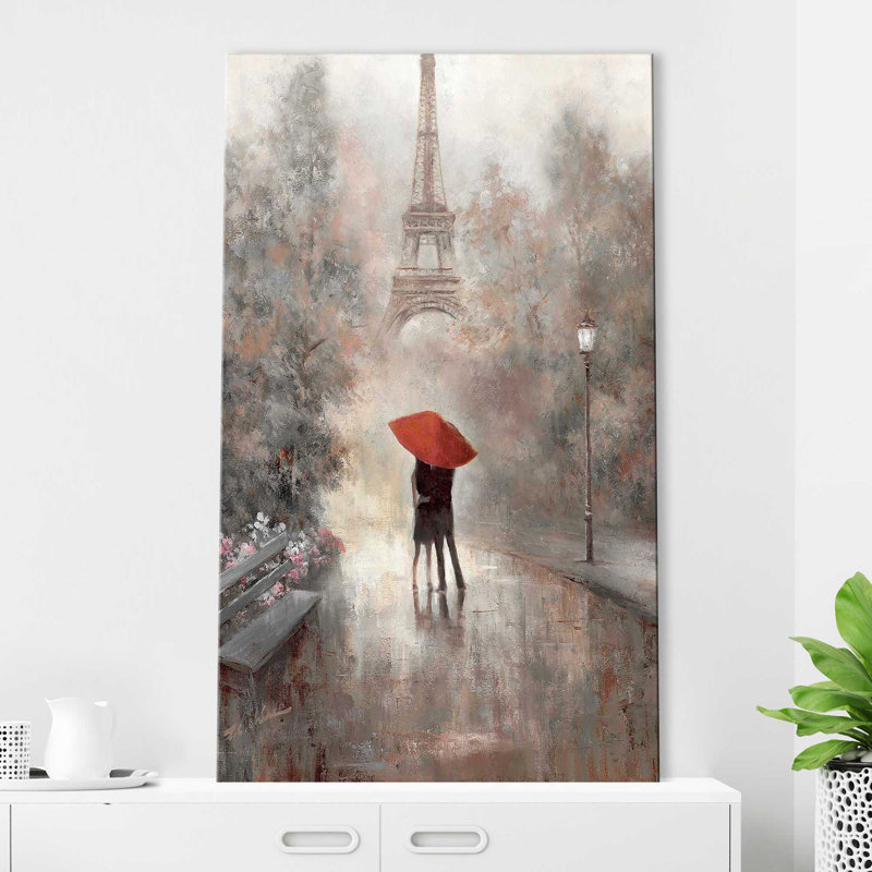 Paris dans la brume par - Peinture, Toile tendue, H 30 po x l 18 po x P 1 po