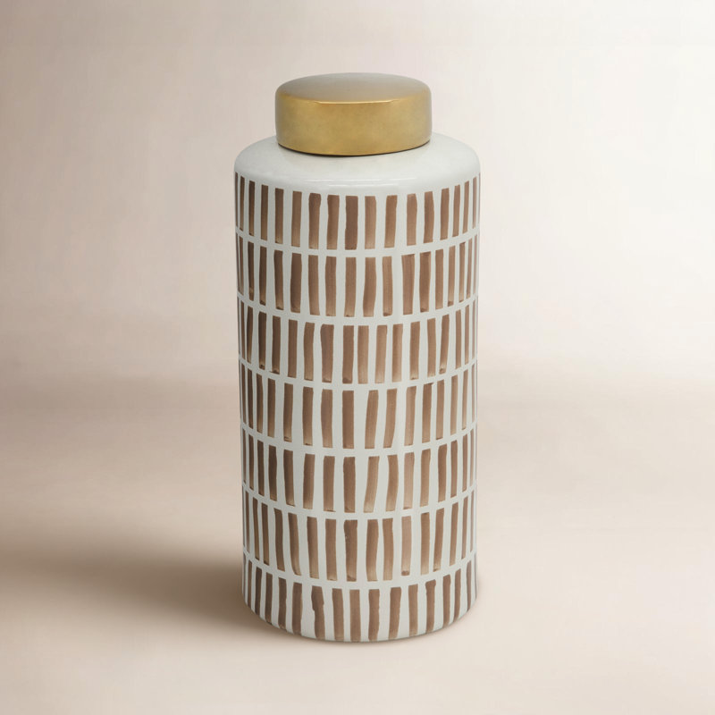 Pot en céramique avec couvercle, Doré