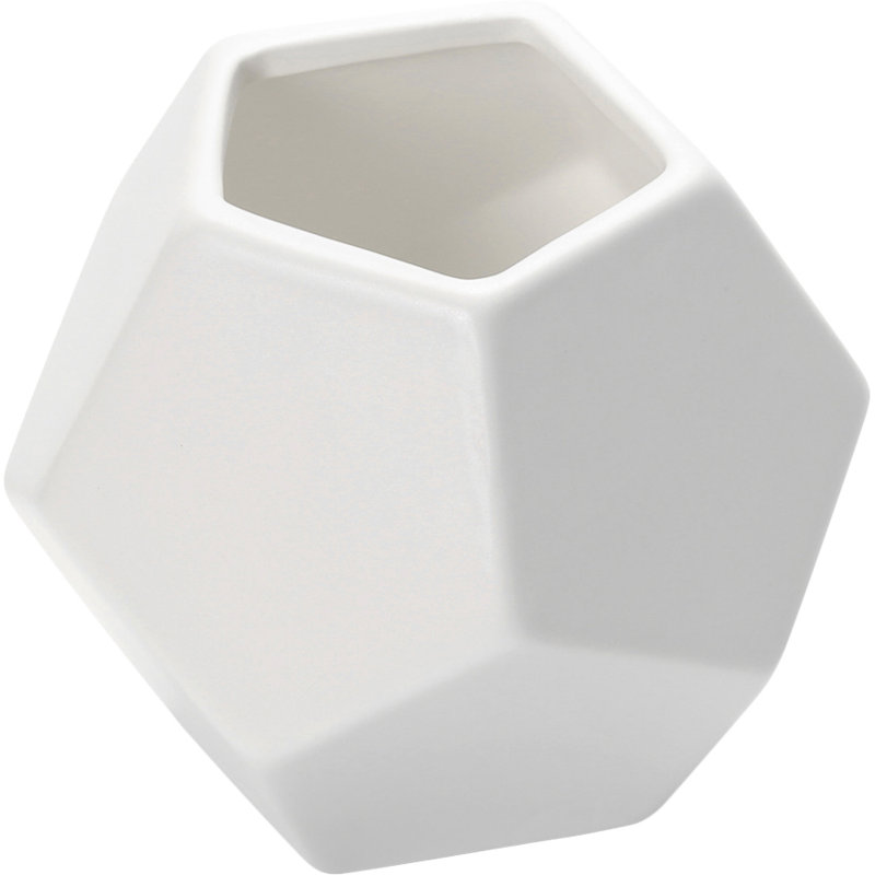 Faceted Table Vase, 8" H x 10" W x 10" D, White