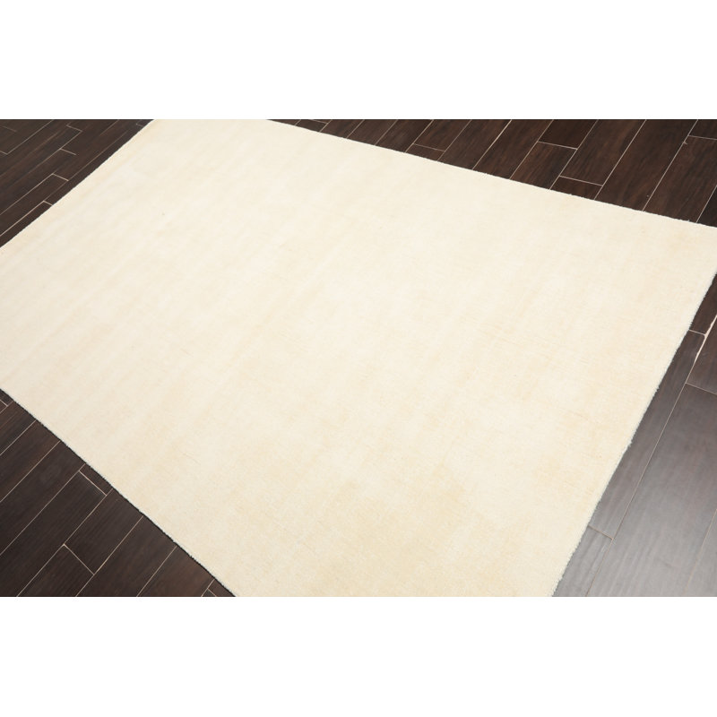 Tapis décoratif crème en laine Touffeté à la main ishkhan, Rectangle 4 pi x 6 pi