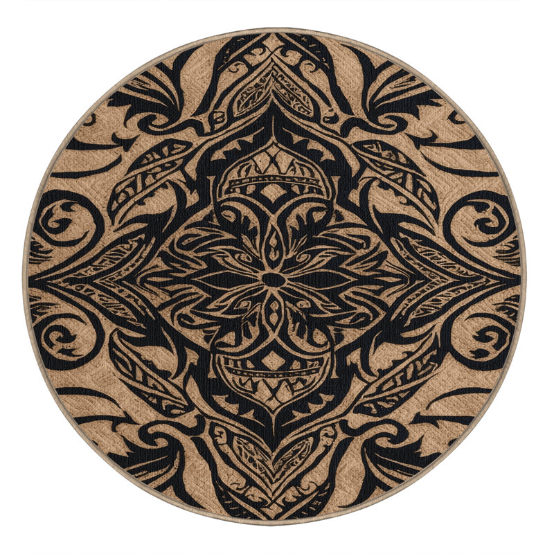  Tapis hawaïen lavable Tribal, Rond 6 pi