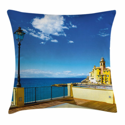 Italian Liguria Camogli Church Square Pillow Cover