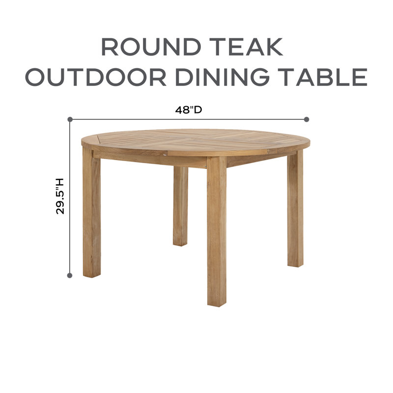Huntington 5pc Teak Outdoor Dining Set with Sunbrella Cushion, Granite Sunbrella®