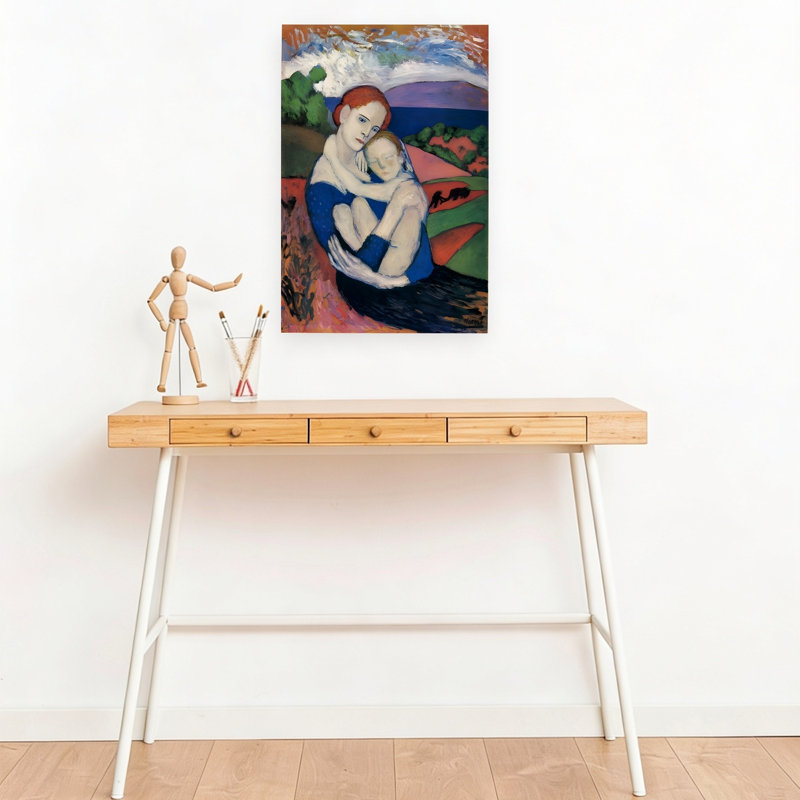 Mother'S Tender Embrace Colorful Peaceful Serene Landscape Nature Wall Art Print by Mathieu - Wrapped Canvas Print
