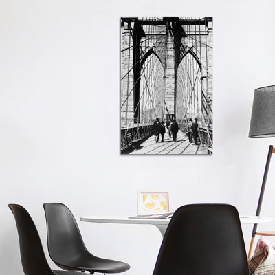 1880s Men Standing On Brooklyn Bridge Just After It Opened 1883 New York City USA - Wrapped Canvas Print