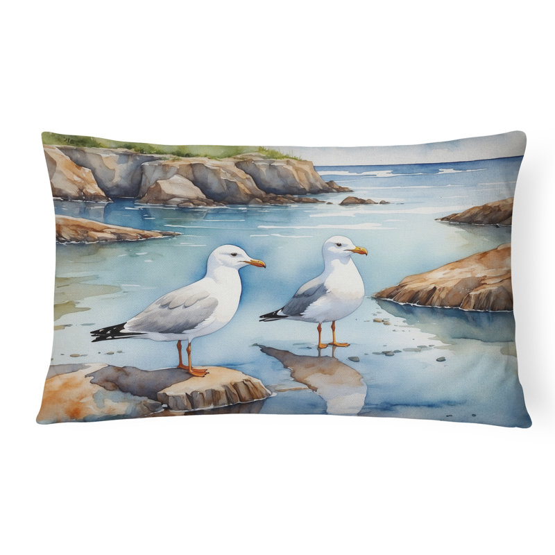 Gulls Scavenging Throw Pillow, Rectangle 12"H x 16"W