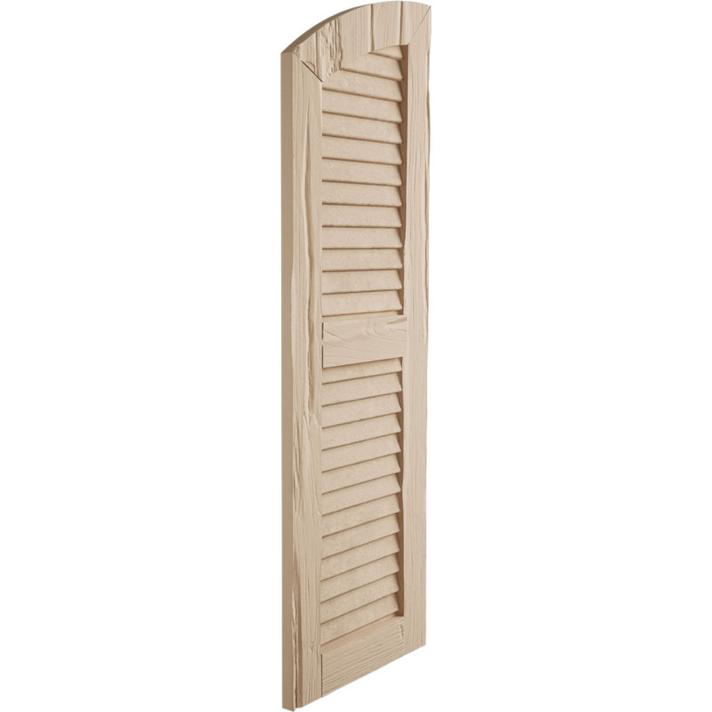 Timberthane Two Equal Louvre w/Elliptical Top Shutters, 18", 78", Riverwood Texture/Primed Tan
