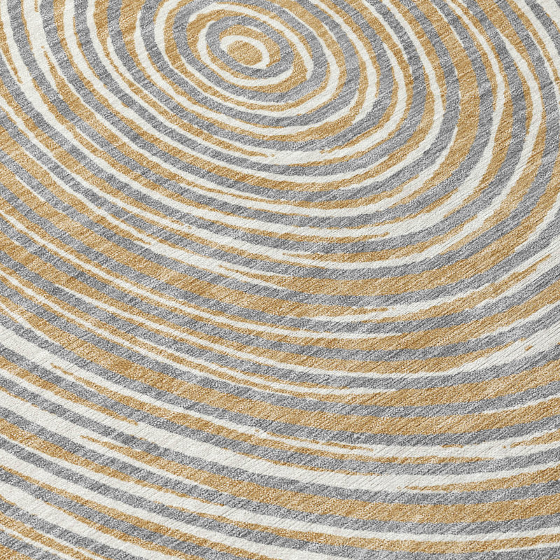 Machine Washable Indoor/Outdoor Chantille ACN2647 Geometric Rug, Gray, 8' Round
