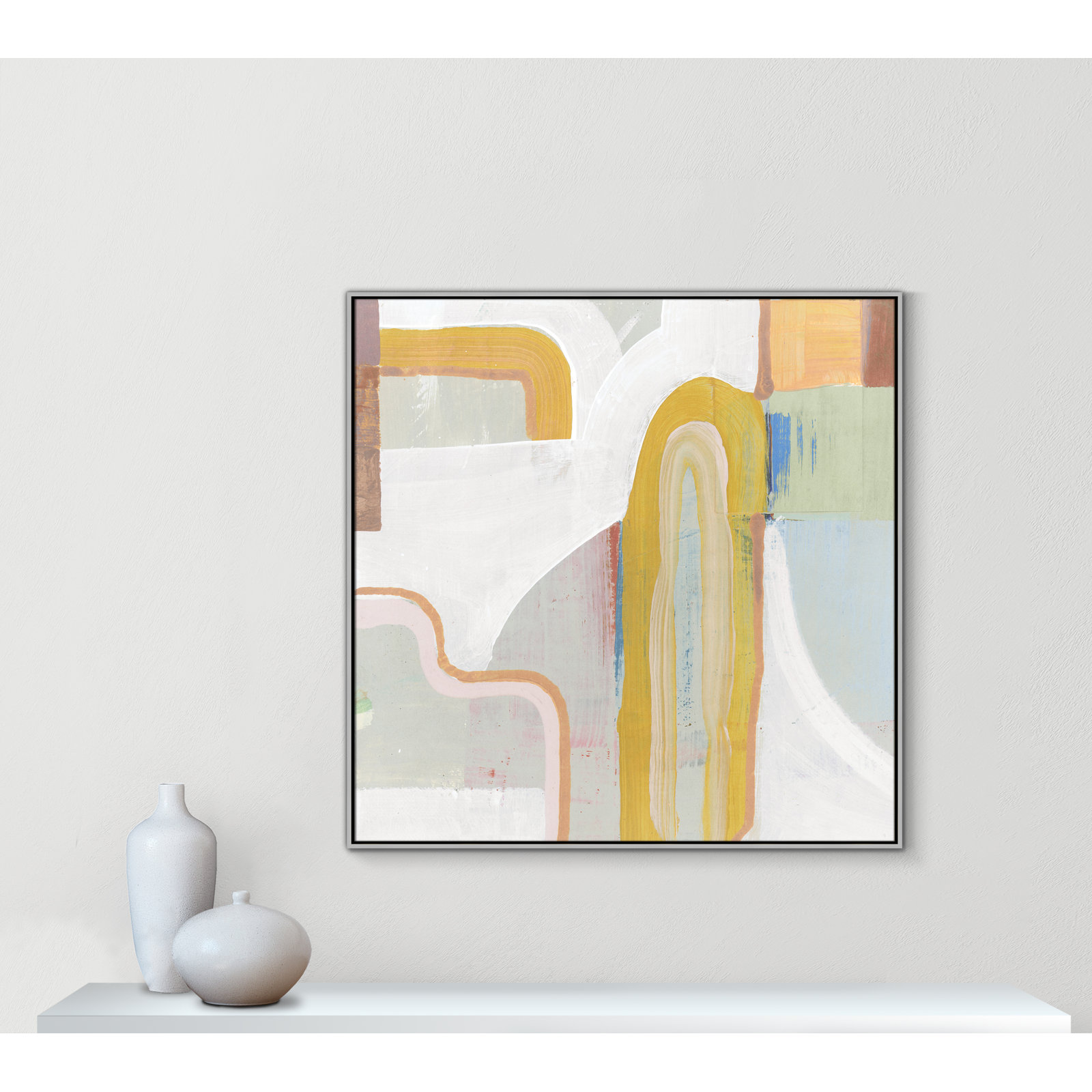 Copeland "Together Again II" Painting by Cartissi, 46.5" H x 46.5" W x 2" D, Silver