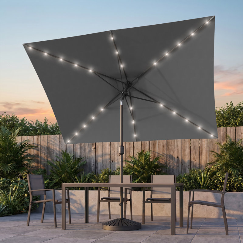 Parasol de marché rectangulaire lumineux 10 pi x 6,5 pi Buono, Gris