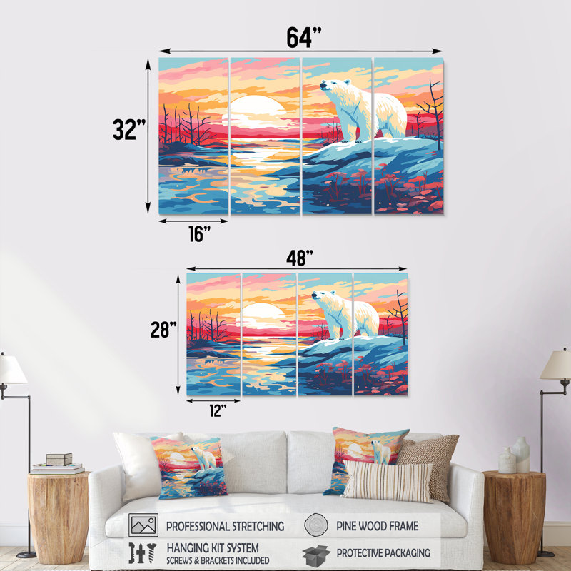 Ensemble d'art mural 4 pièces Sunrise, H 28 po x l 48 po