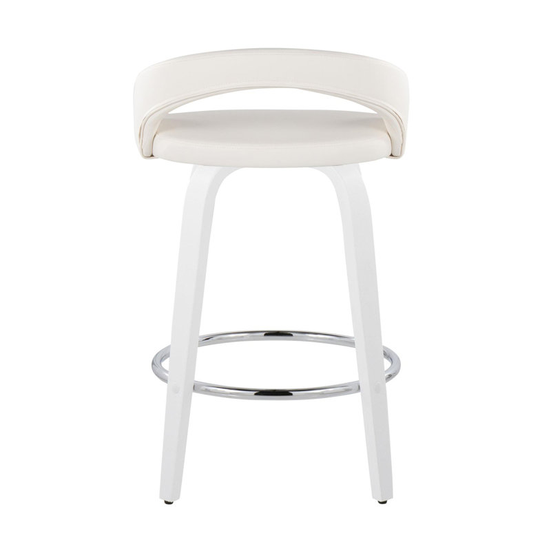Tabouret de comptoir à hauteur fixe avec pivot, Beige, Blanc