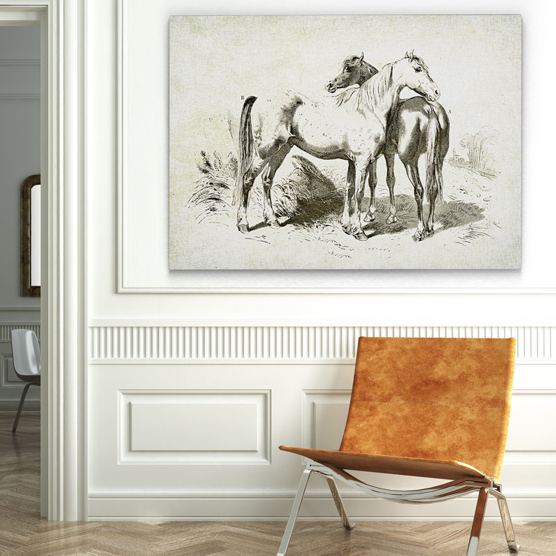 « équin assiette iv », reproduction, H 32 po x l 48 po x P 1,5 po, Pas de tapis, Toile tendue