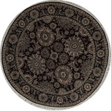 Hand-Knotted High-Quality Black and Brown Round Area Rug