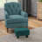 Foot Rest , Linen Upholstered With Plastic Leg Foundation For Living Area Room Foot, Covered And Legged Piece