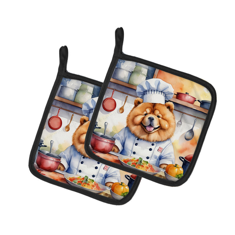 Caroline's Treasures The Dog Chef Polyester Potholder Set