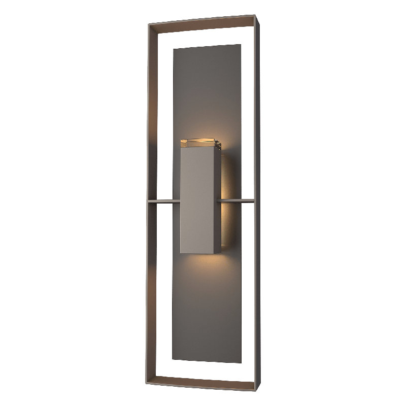 Applique murale d'extérieur encastrée Shadow Box, Fumée noire côtière, H 34 po x l 10 po x P 4,4 po, Bronze frotté à l'huile