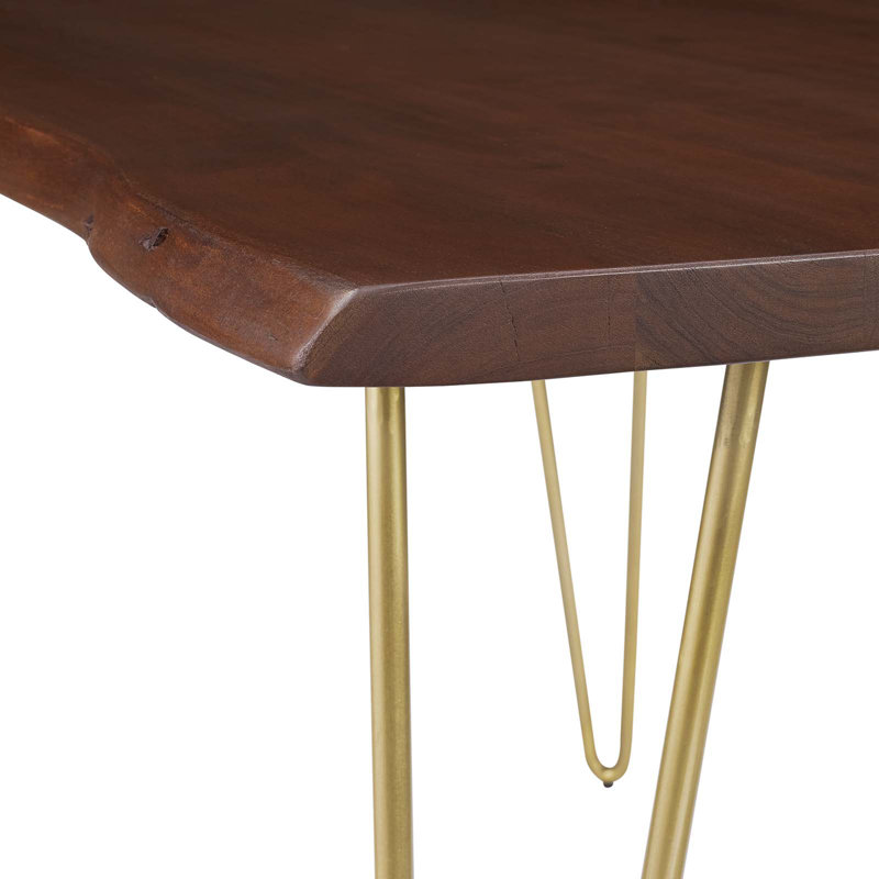Modway Ardour 60" Live Edge Acacia Wood Rectangular Dining Table, Gold