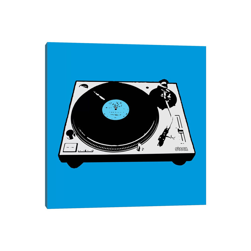Turntable Blue Poster by Steez - Wrapped Canvas Print, 45.72 cm H x 45.72 cm W