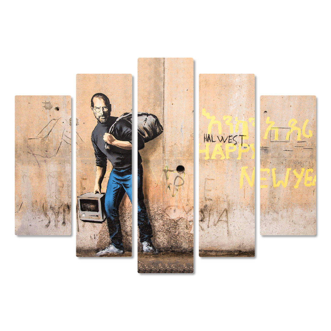 5-tlg. MDF-Bilder-Set Steve Jobs von Banksy