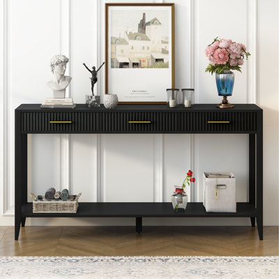 Console de hall d'entrée de haute qualité avec tiroirs à rayures verticales, pieds longs, convient au vestibule, au couloir, au salon, au vestibule, au couloir