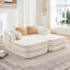 "Canapé-lit avec chaises doubles, tissu de velours en peluche, conception symétrique moderne, canapé de salon confortable en blanc