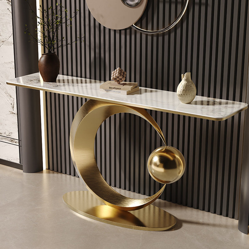 Console italienne de luxe italienne, 33.5" H x 70.9" W x 13.8" D, Doré