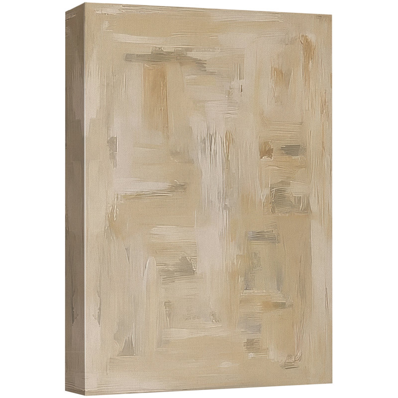 Impression sur toile abstraite neutre sur toile pour décoration de salon, Sans cadre, Toile tendue, H 48 po x l 32 po