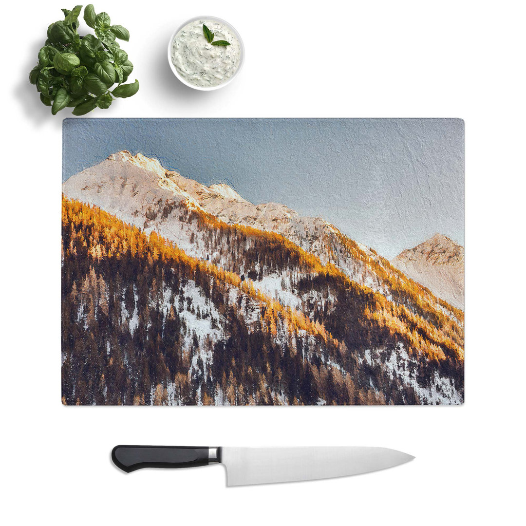 Tempered Glass Winter in the Mountains Chopping Board