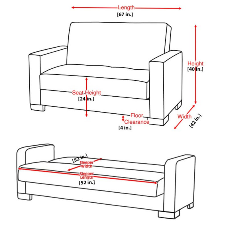 Causeuse convertible avec rangement PrimeNest PluseCraft Collection, Brun, Brun