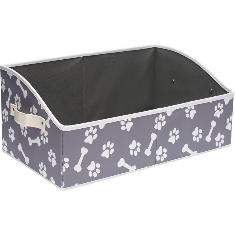 Linen-Cotton Blend Dog Toy Basket And Dog Toy Box, Dog Toy Basket Storage - Perfect For Organizing Pet Toys, Blankets, Leashes, Rope Toys, Clothing - Bone Claw