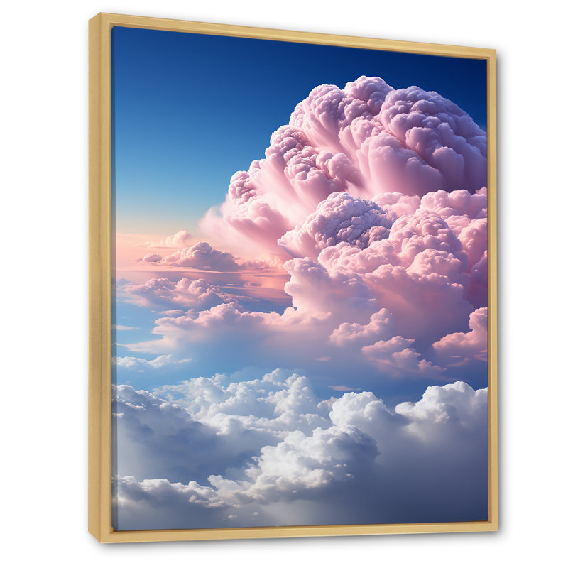 «Pink Blue Sky Celestial Beauty Mute I», reproduction d'art sur toile, Cadre naturel flottant, H 40 po x l 30 po x P 1,5 po