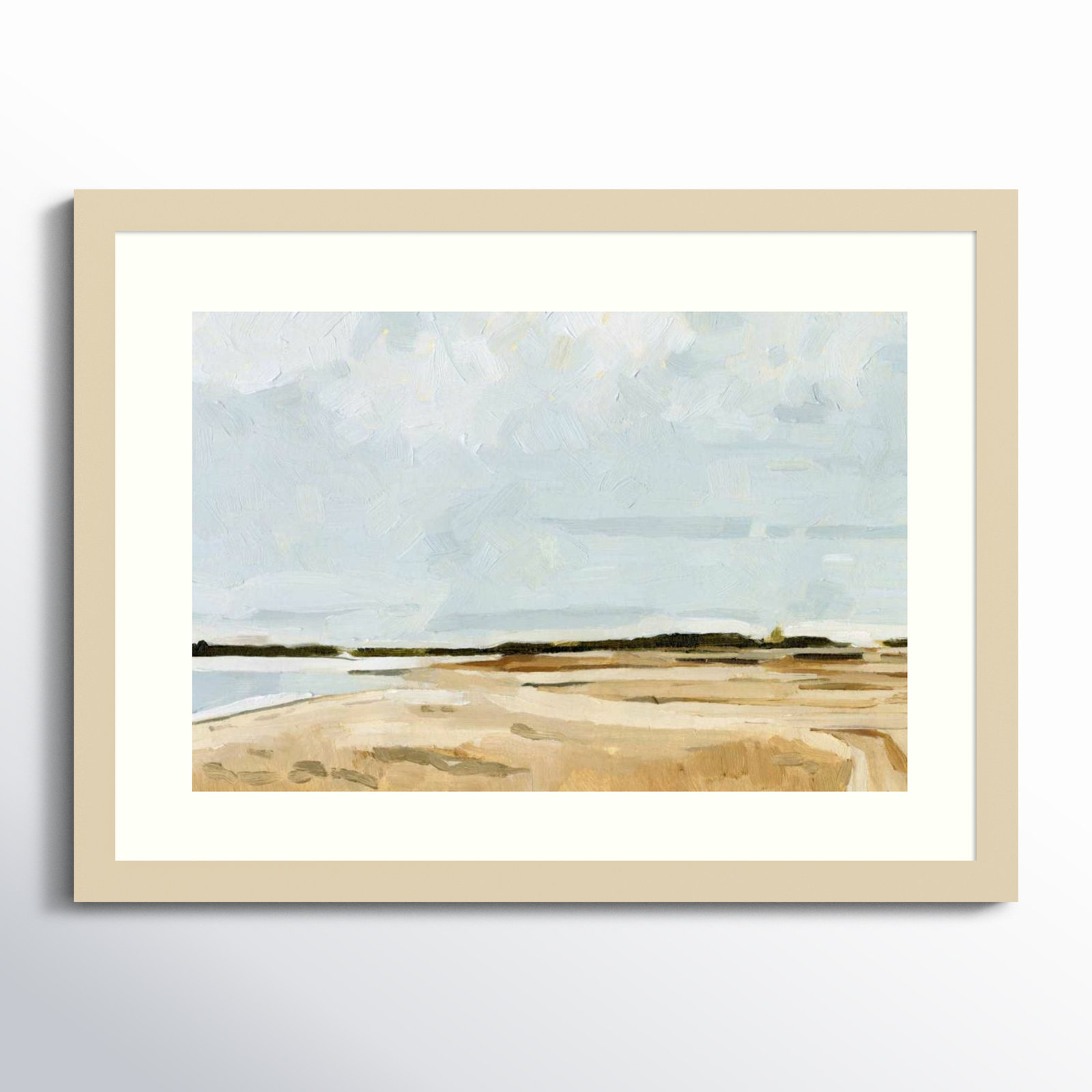 Quiet Coast I by Emma Caroline, 15" H x 20" W, Natural Framed Paper