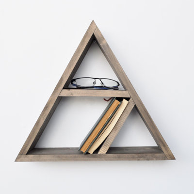 2 Piece Triangle Solid Wood Floating Shelf
