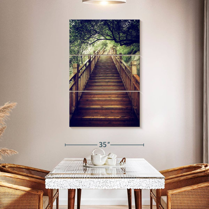 Lilie Mountain Wooden Staircase, 50" H x 32" W