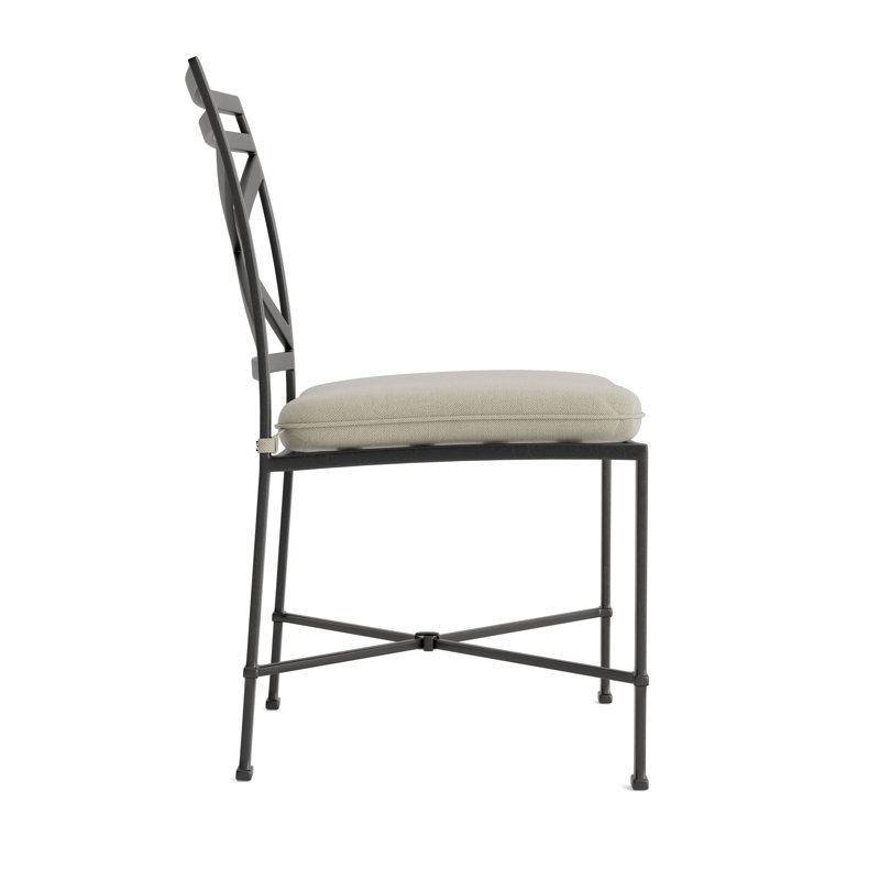 Venetian Outdoor Dining Side Chair, Fusion Moccasian, Textured Pewter, Brown