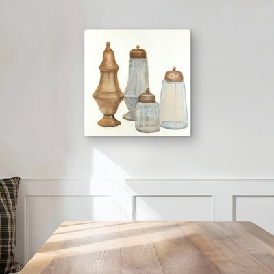 Antique Salt and Pepper Shaker - Brown Metal Print Decor