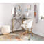 Chaise de travail en métal doré et velours crème-222470833