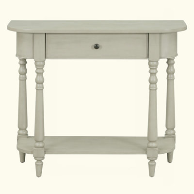 Narrow Console Table with Curved Corner, Retro Entryway Table with Top Drawer and Open Shelf, Sofa Table for Entryway, Hallway and Living Room