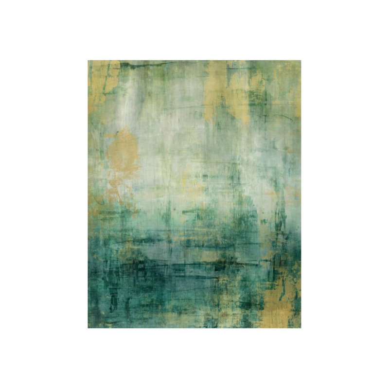 Turquoise doré par Emma McCartney - Peinture, Or à la main, H 50 po x l 40 po x P 1,5 po