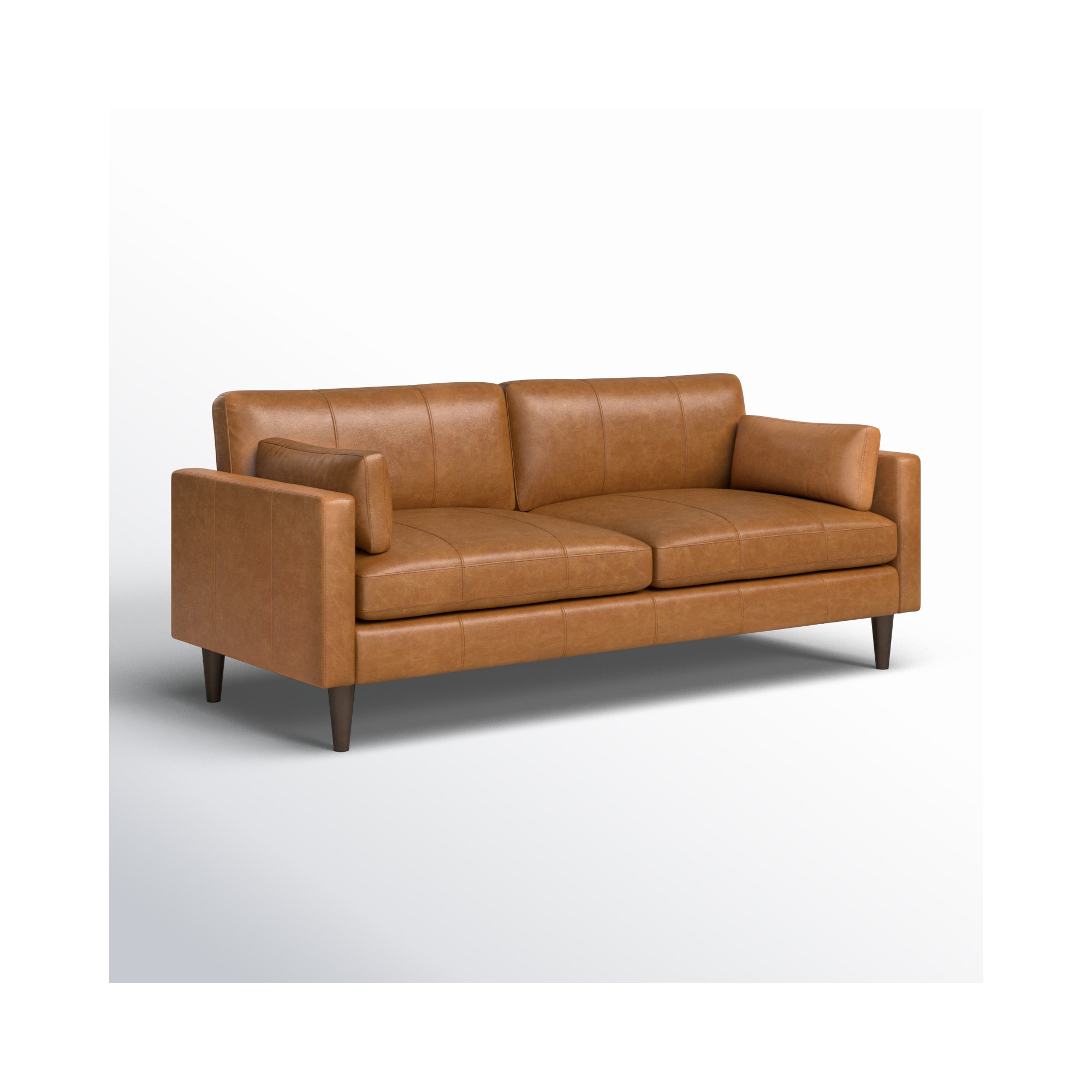 Viveros 81" Leather Sofa, Brown Genuine Leather, Dark Walnut