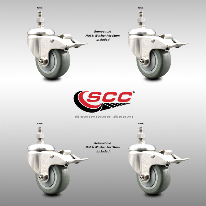 Polyurethane Casters, Gray