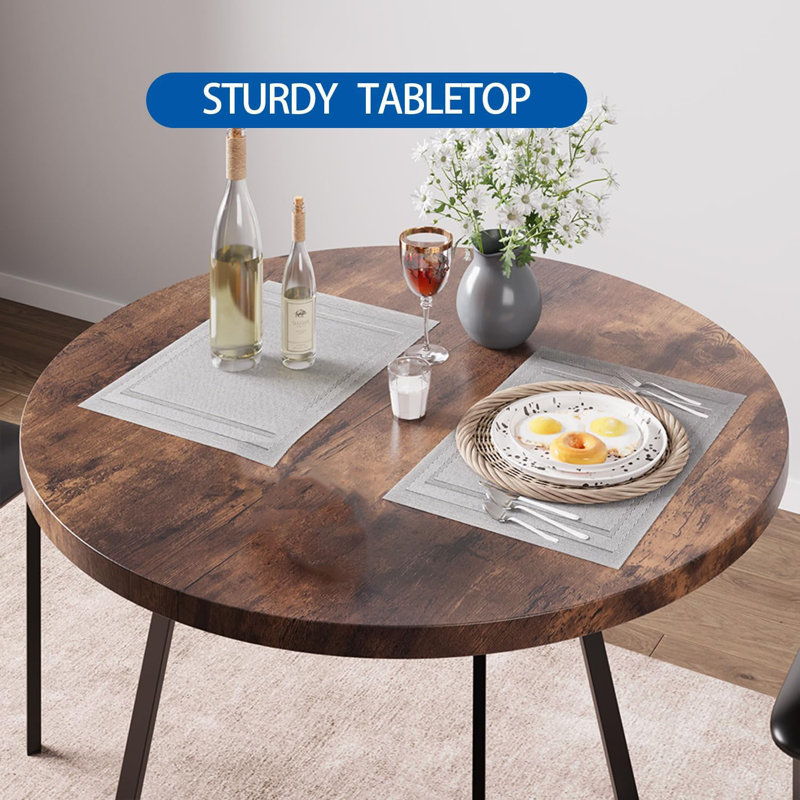 Ensemble de table de salle à manger pour 2, table de cuisine ronde et chaises rembourrées pour 2, ensemble de table de salle à manger 3 pièces