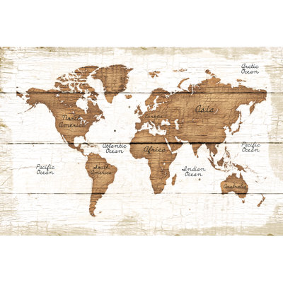 World Map Wood - Wrapped Canvas Art Prints