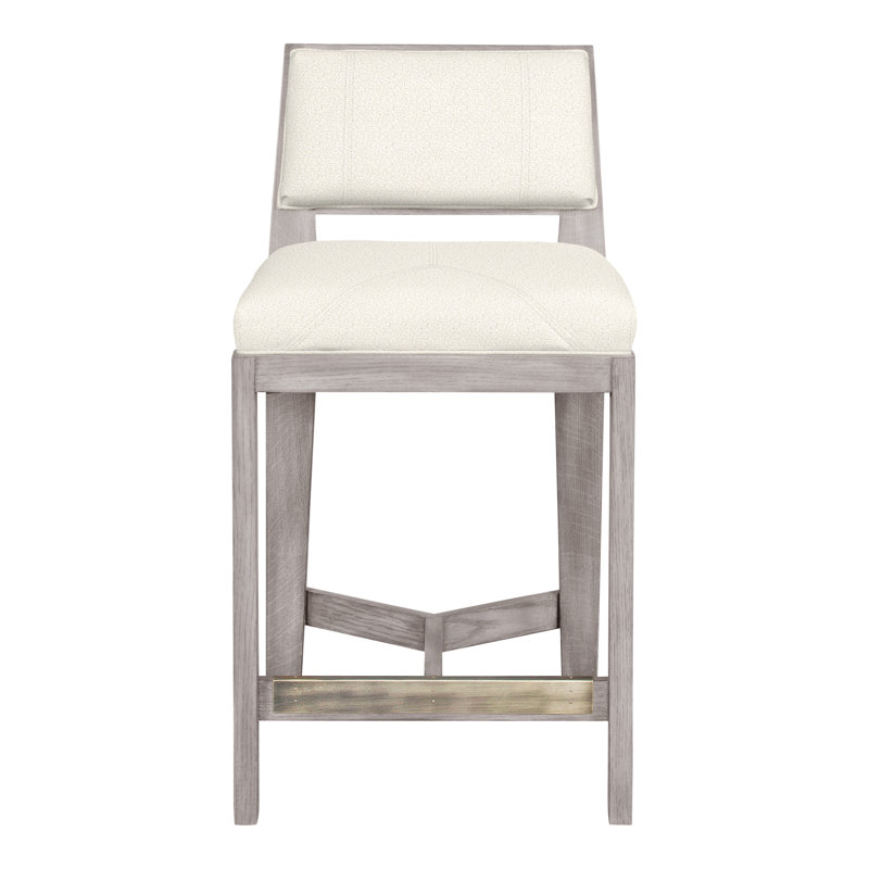 Scoville By Thom Filicia Upholstered Counter Stool with Solid Wood Frame, Gris colombe, Kenworth perle